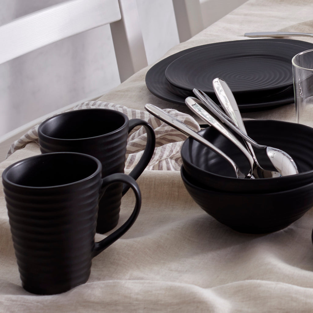 Thekbunny  Ridge Black Mugs - Set of 4