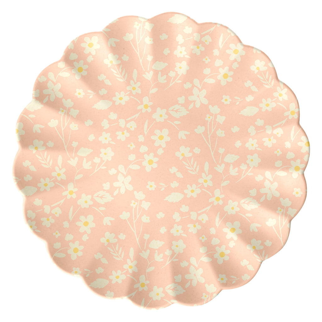 Floral Reusable Bamboo Large Plates, Set of 6