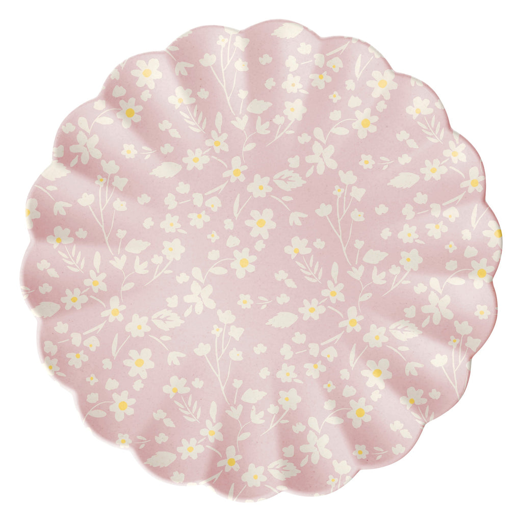 Floral Reusable Bamboo Large Plates, Set of 6