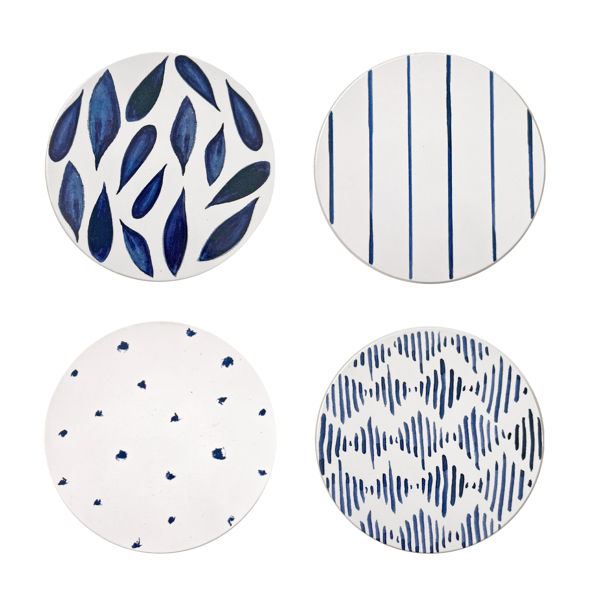 Thekbunny Blue Bay Corkback Coasters - Set Of 4