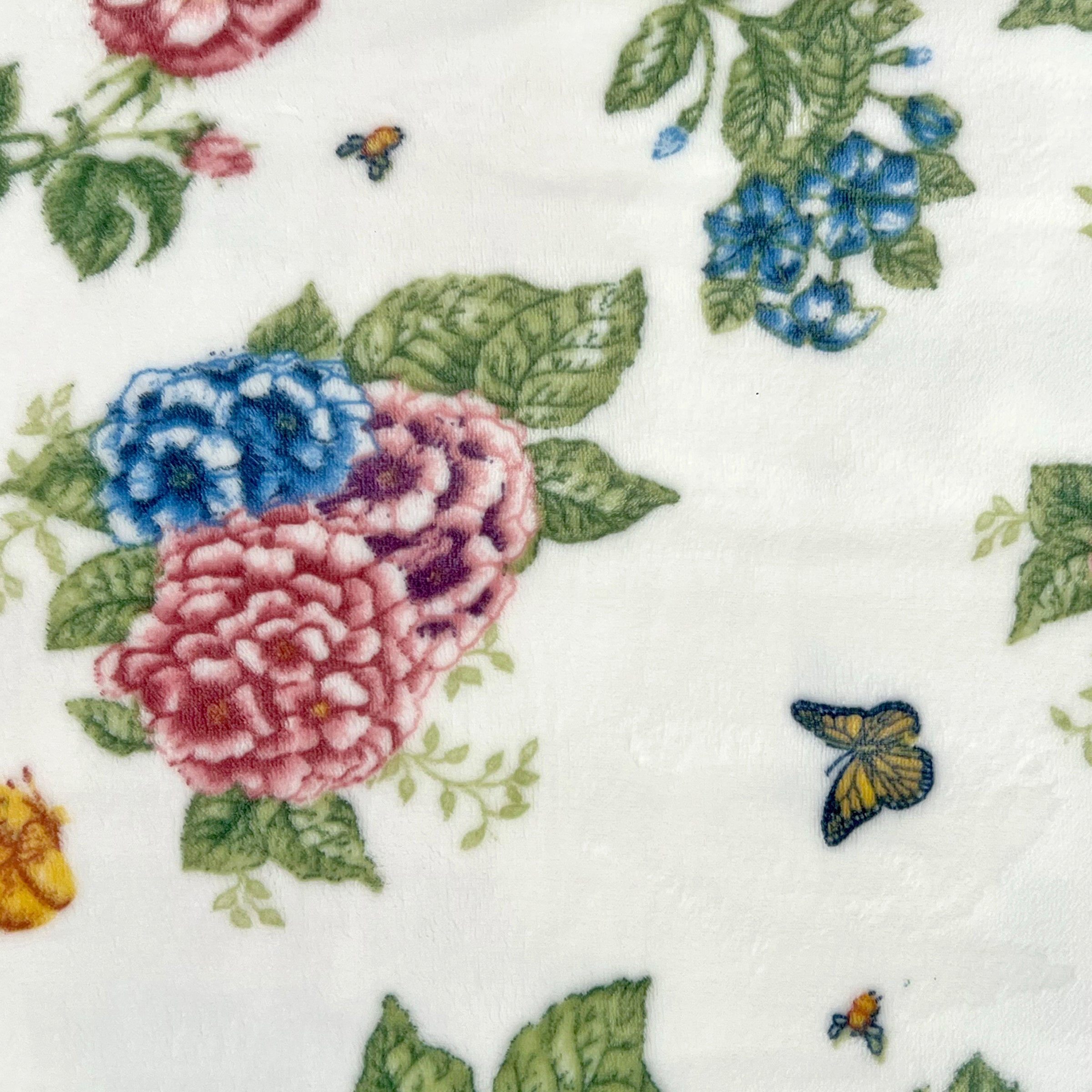 Thekbunny Butterfly Meadow Hydrangea Throw Blanket