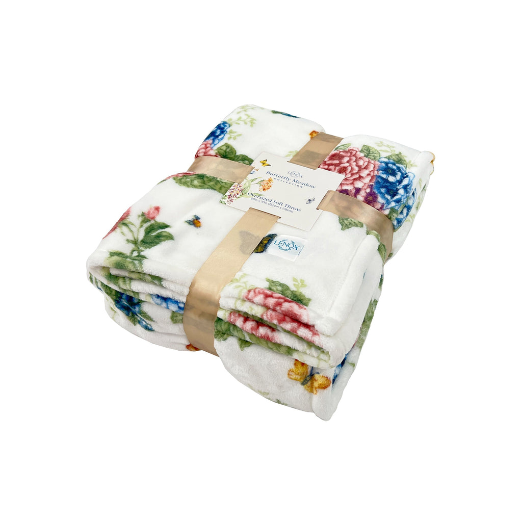 Thekbunny Butterfly Meadow Hydrangea Throw Blanket