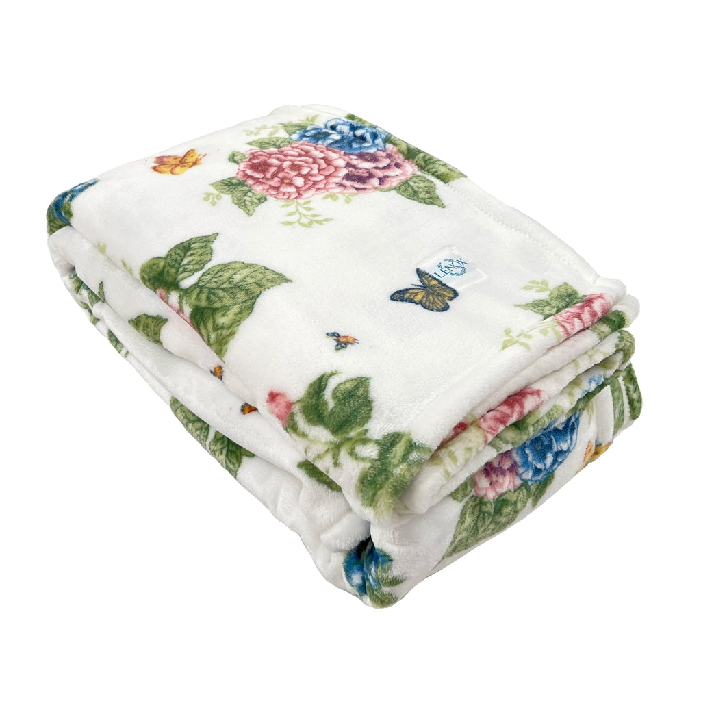 Thekbunny Butterfly Meadow Hydrangea Throw Blanket