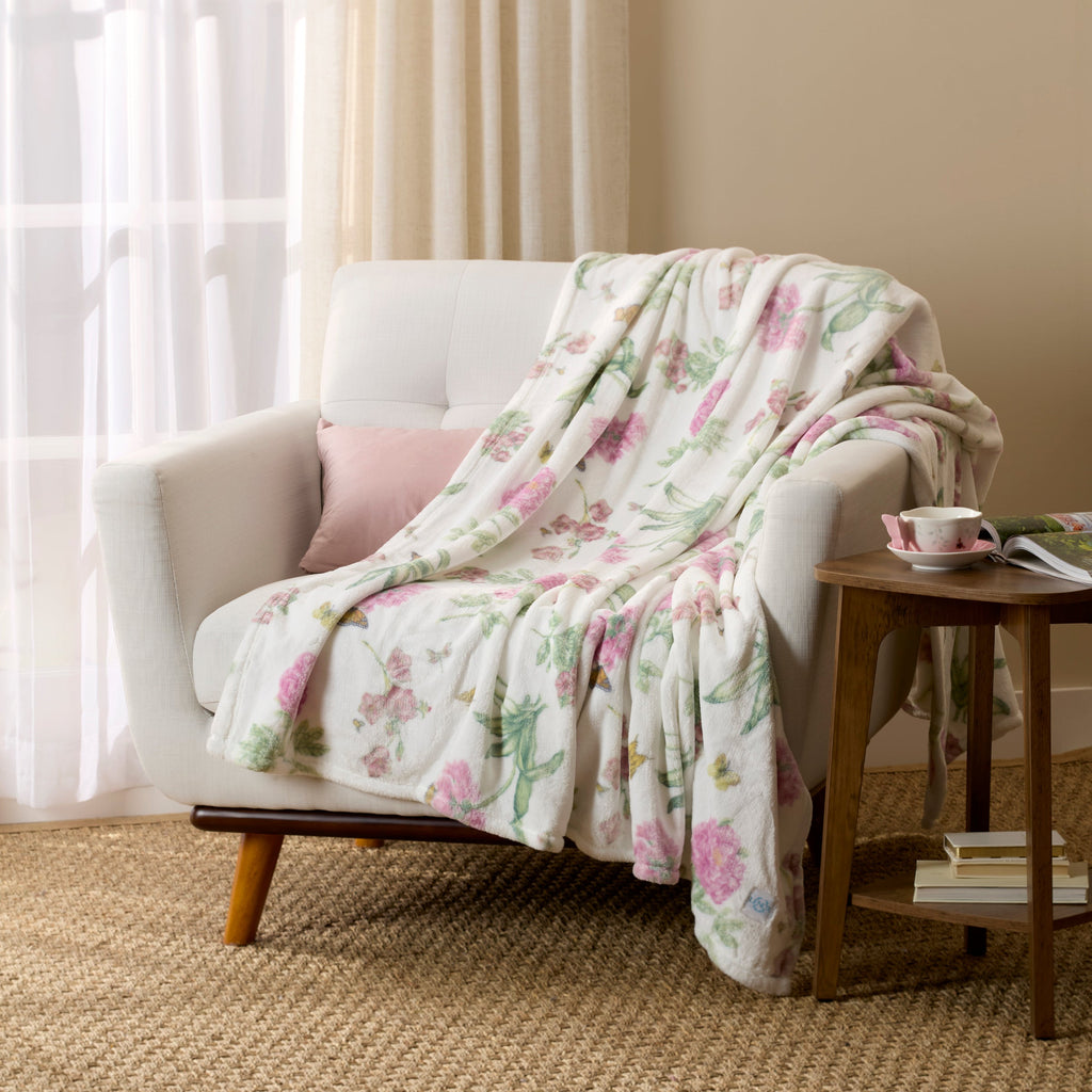 Thekbunny Butterfly Meadow Bloom Pink Throw Blanket