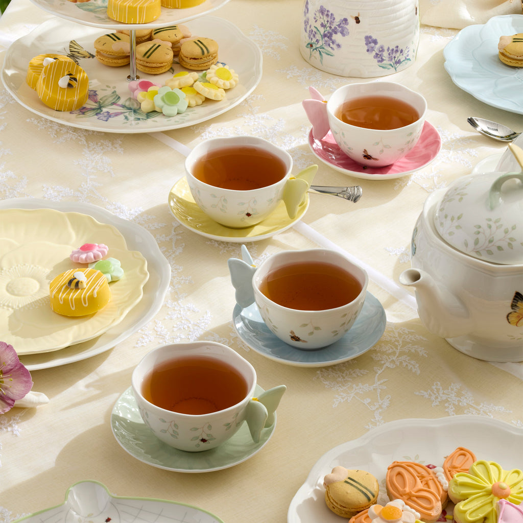 Thekbunny  Butterfly Meadow Floral Blue Cup & Saucer