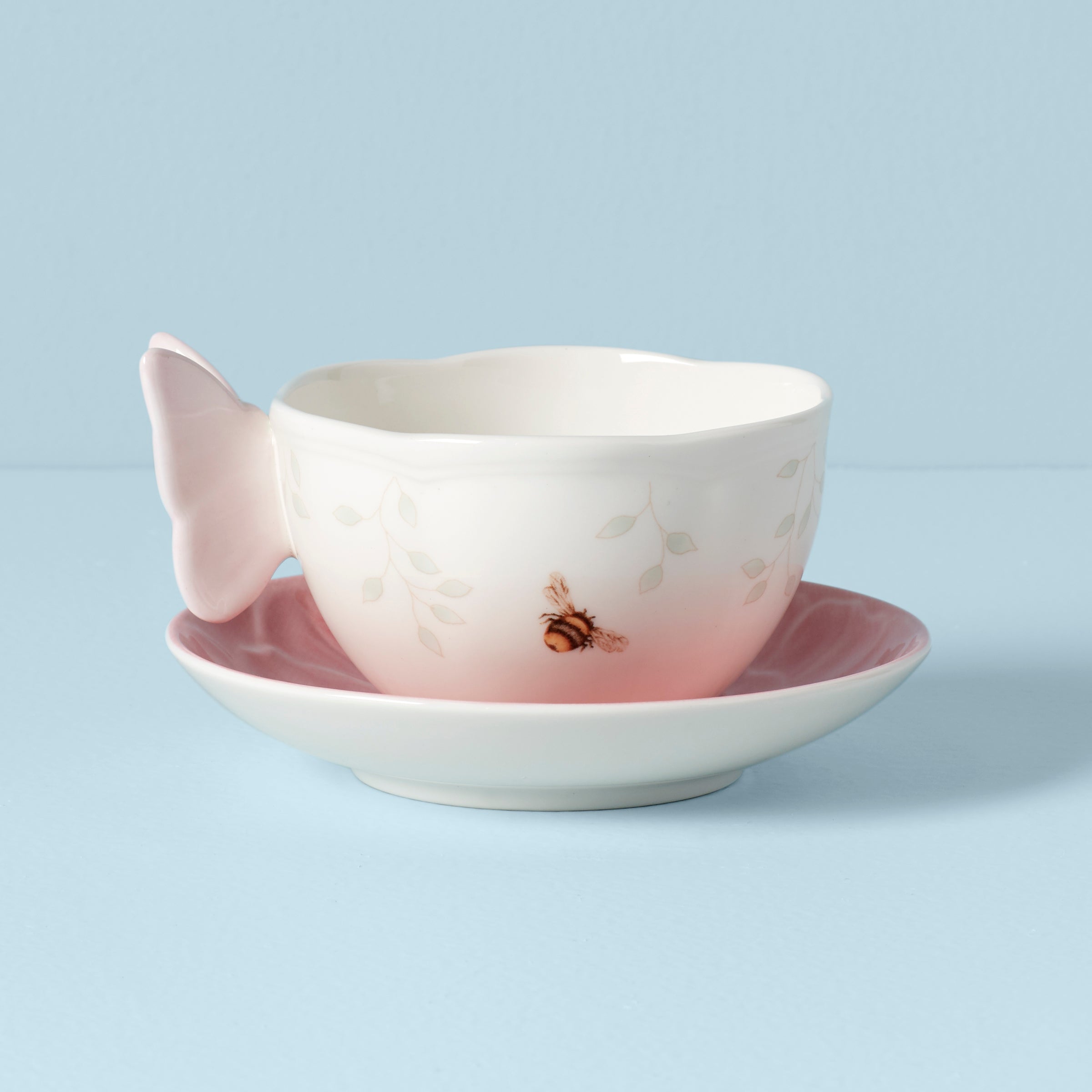 Thekbunny  Butterfly Meadow Floral Pink Cup & Saucer
