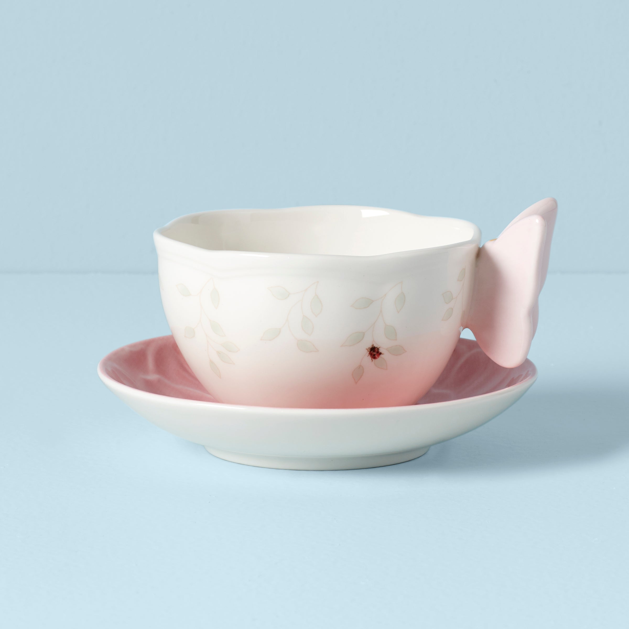 Thekbunny  Butterfly Meadow Floral Pink Cup & Saucer