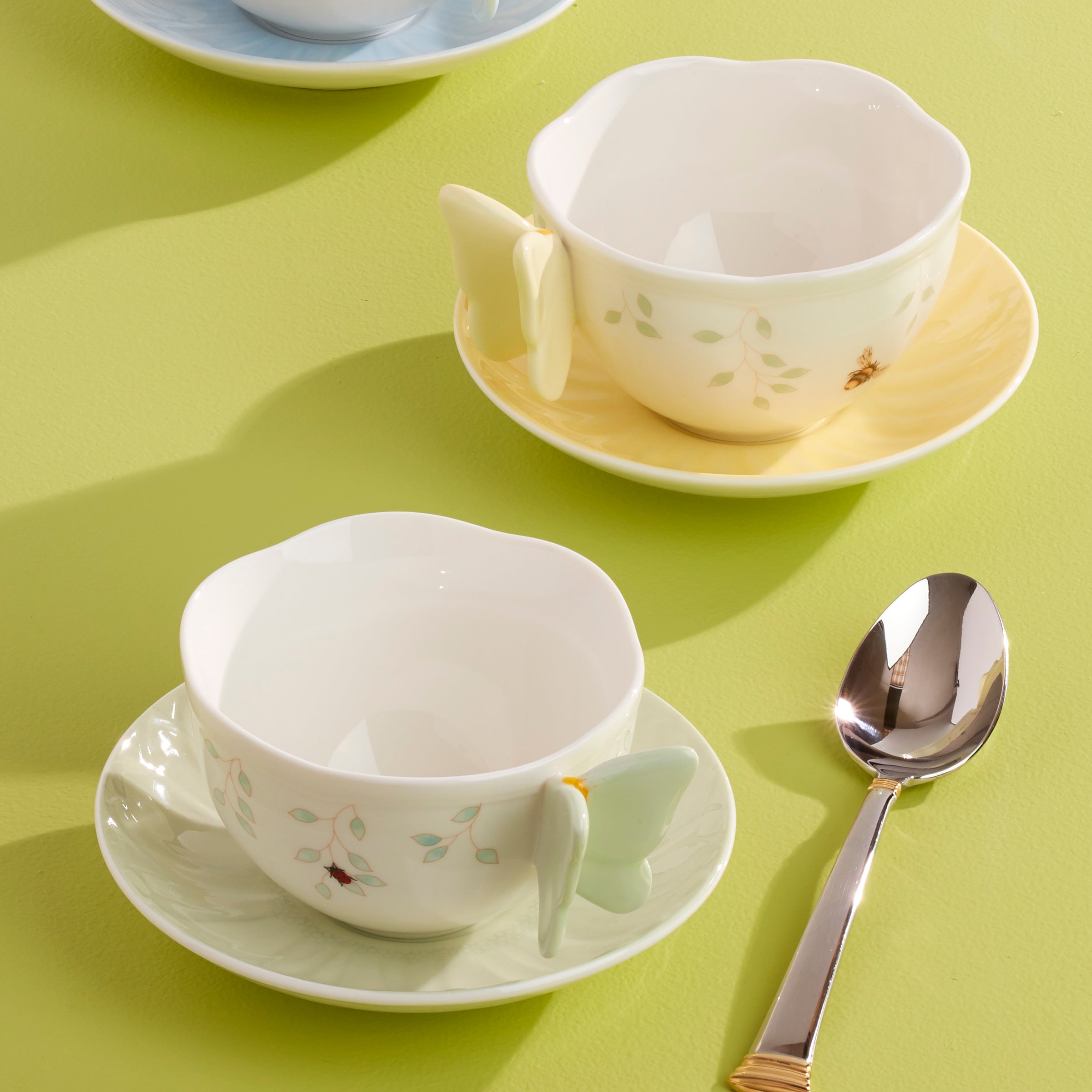 Thekbunny  Butterfly Meadow Floral Yellow Cup & Saucer