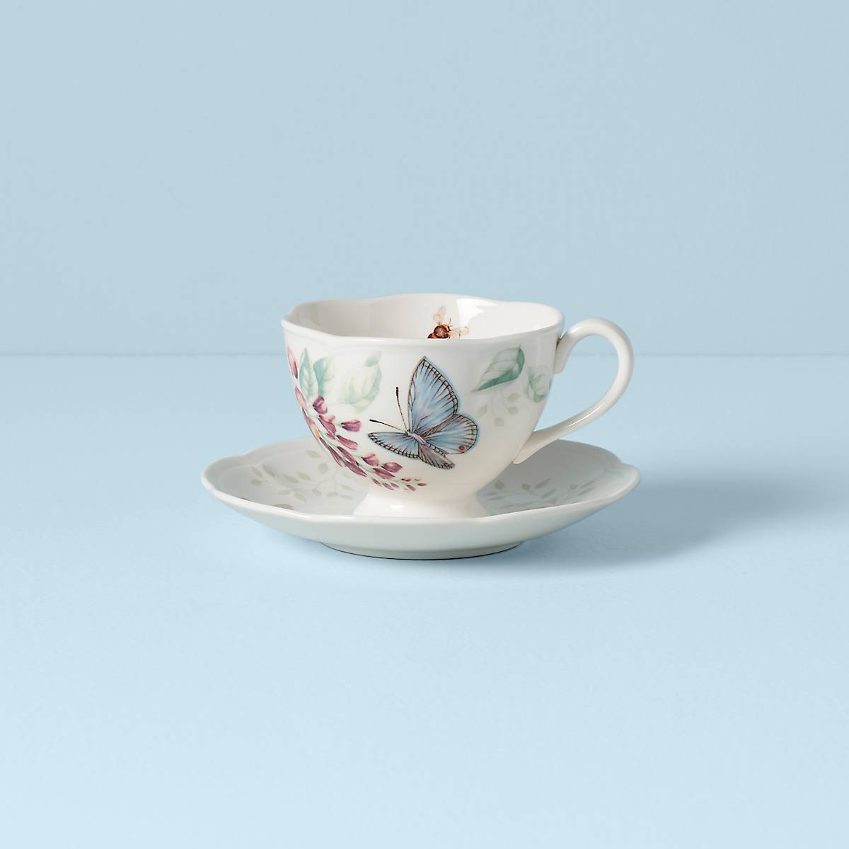 Thekbunny  Butterfly Meadow Blue Cup & Saucer