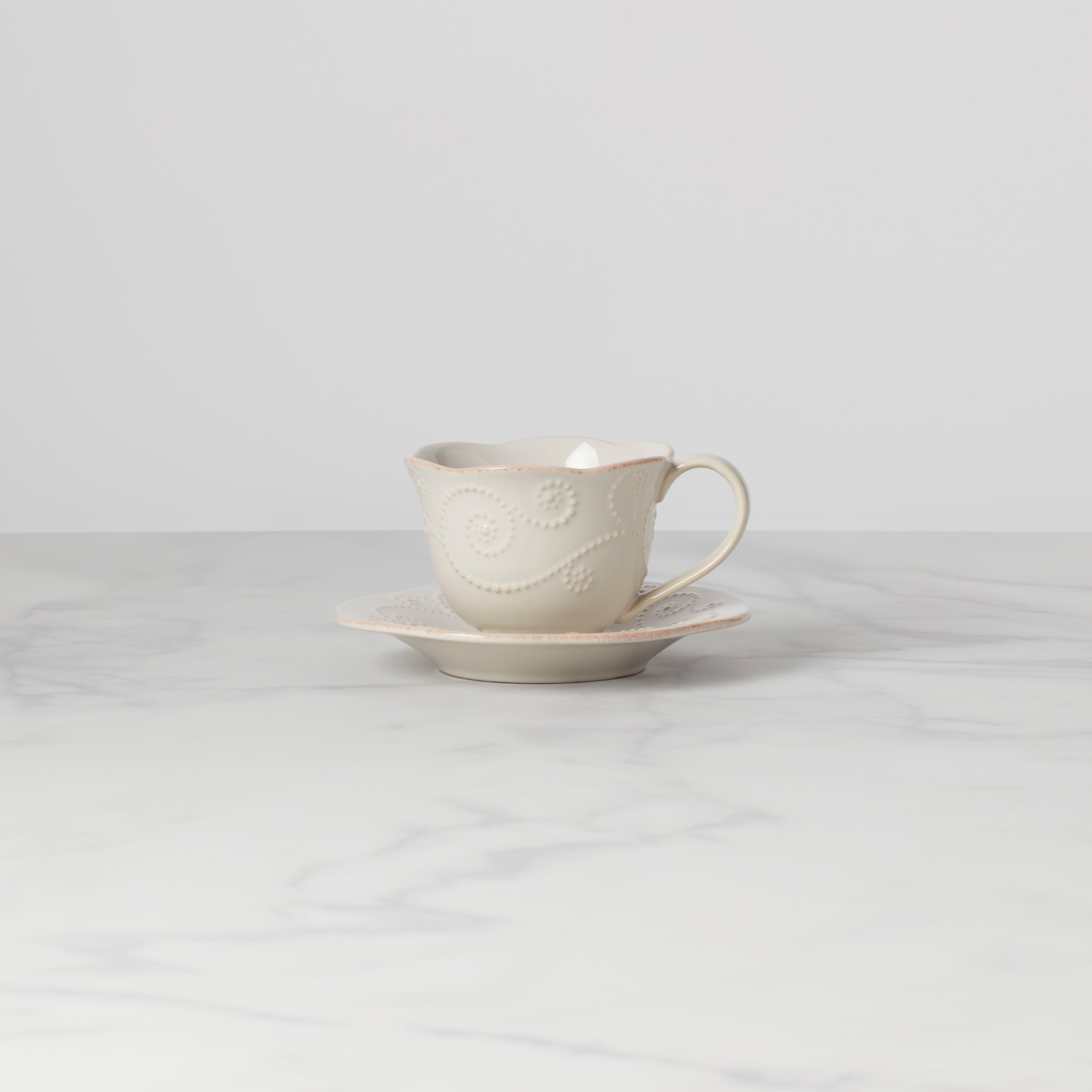 Thekbunny  French Perle White Cup and Saucer