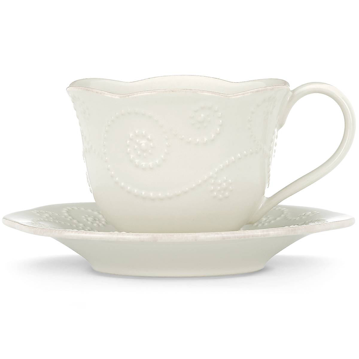 Thekbunny  French Perle White Cup and Saucer