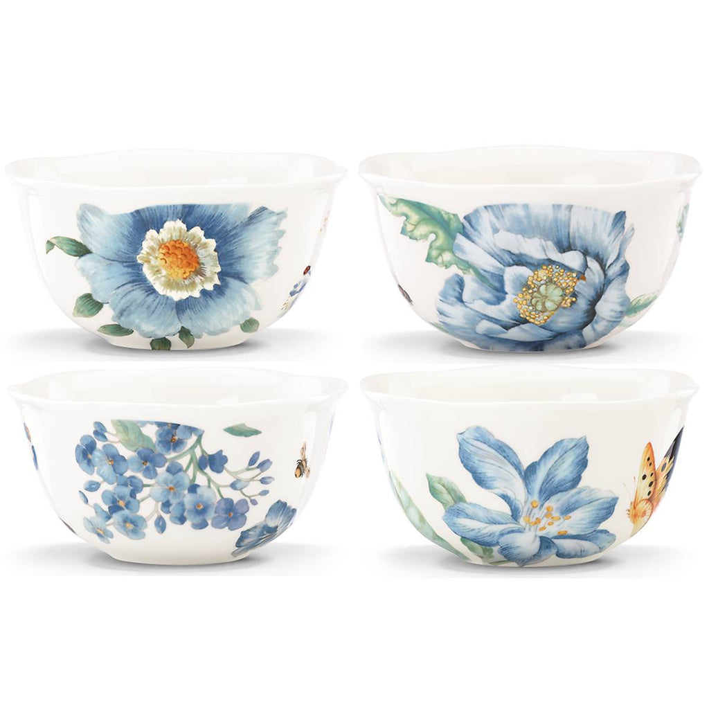 Thekbunny Butterfly Meadow Blue Dessert Bowls - Set of 4