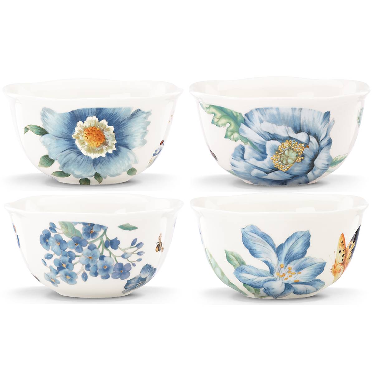 Thekbunny Butterfly Meadow Blue Dessert Bowls - Set of 4
