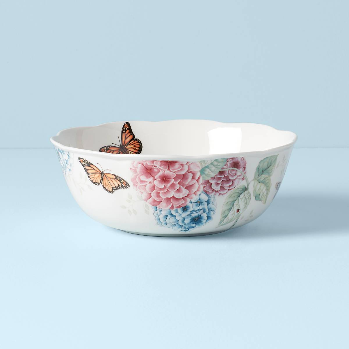 Thekbunny Butterfly Meadow Hydrangea Large Serving Bowl