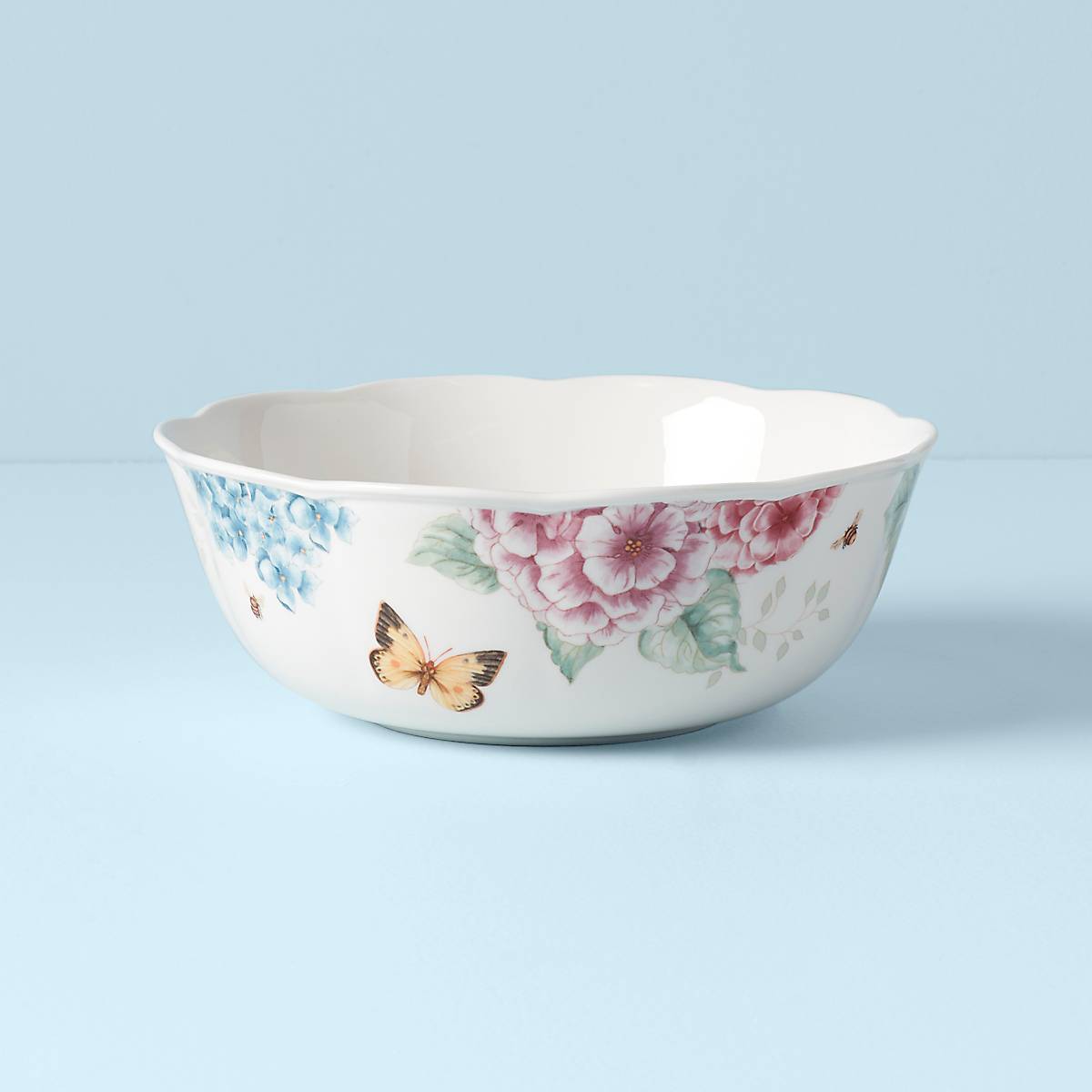 Thekbunny Butterfly Meadow Hydrangea Large Serving Bowl