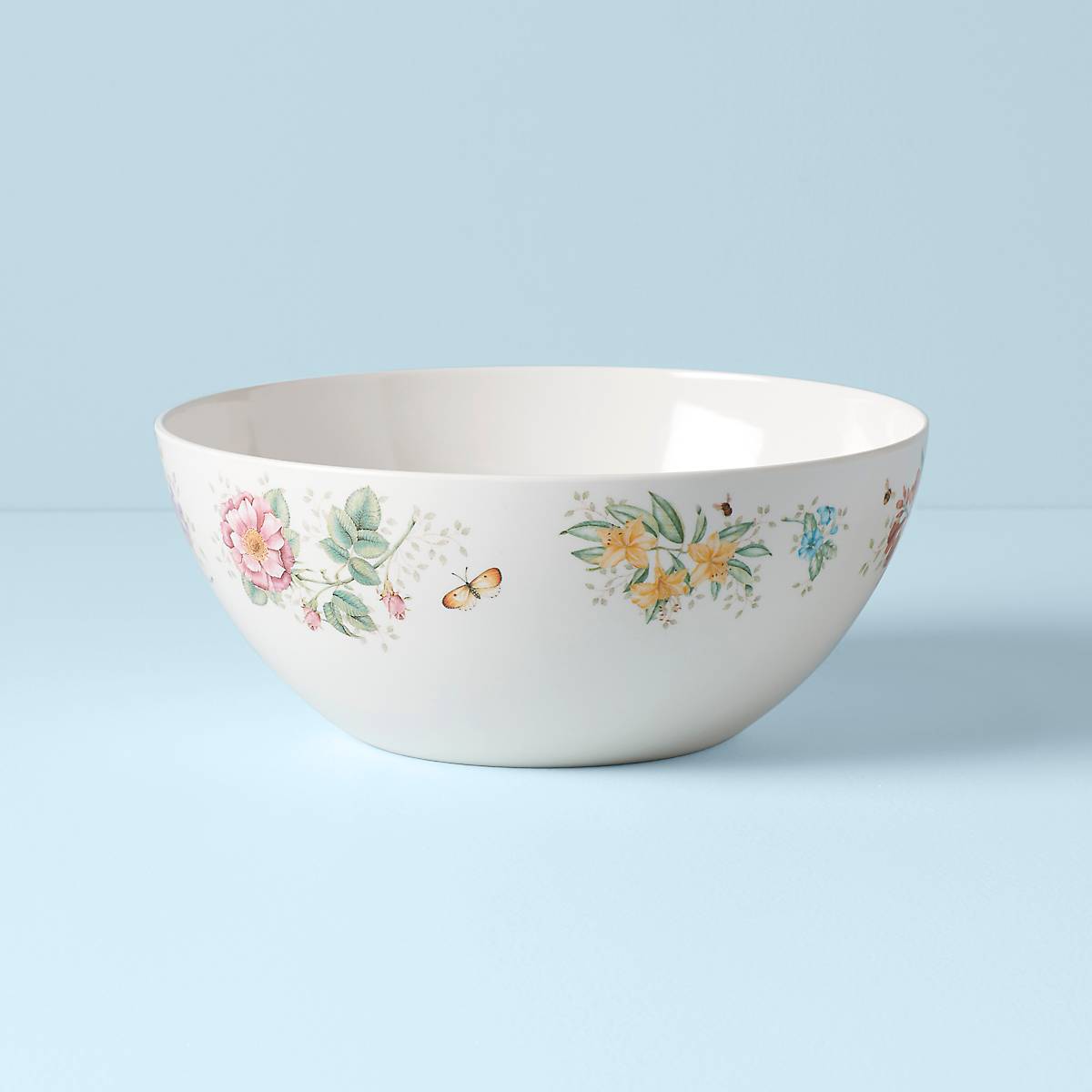 Thekbunny Butterfly Meadow Melamine Large Serving Bowl
