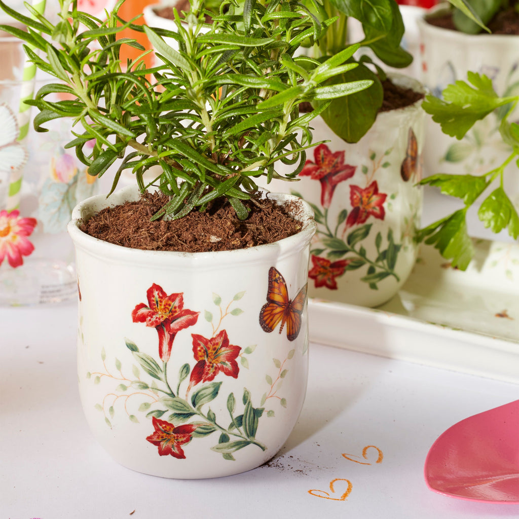 Thekbunny Butterfly Meadow 3-Piece Herb Pots & Tray Set