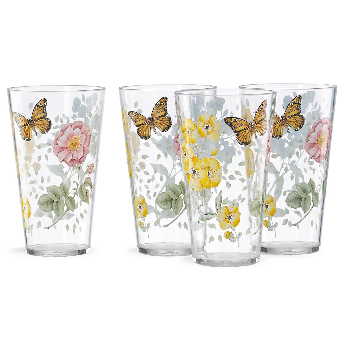 Thekbunny Butterfly Meadow Acrylic Highball Glasses - Set Of 4