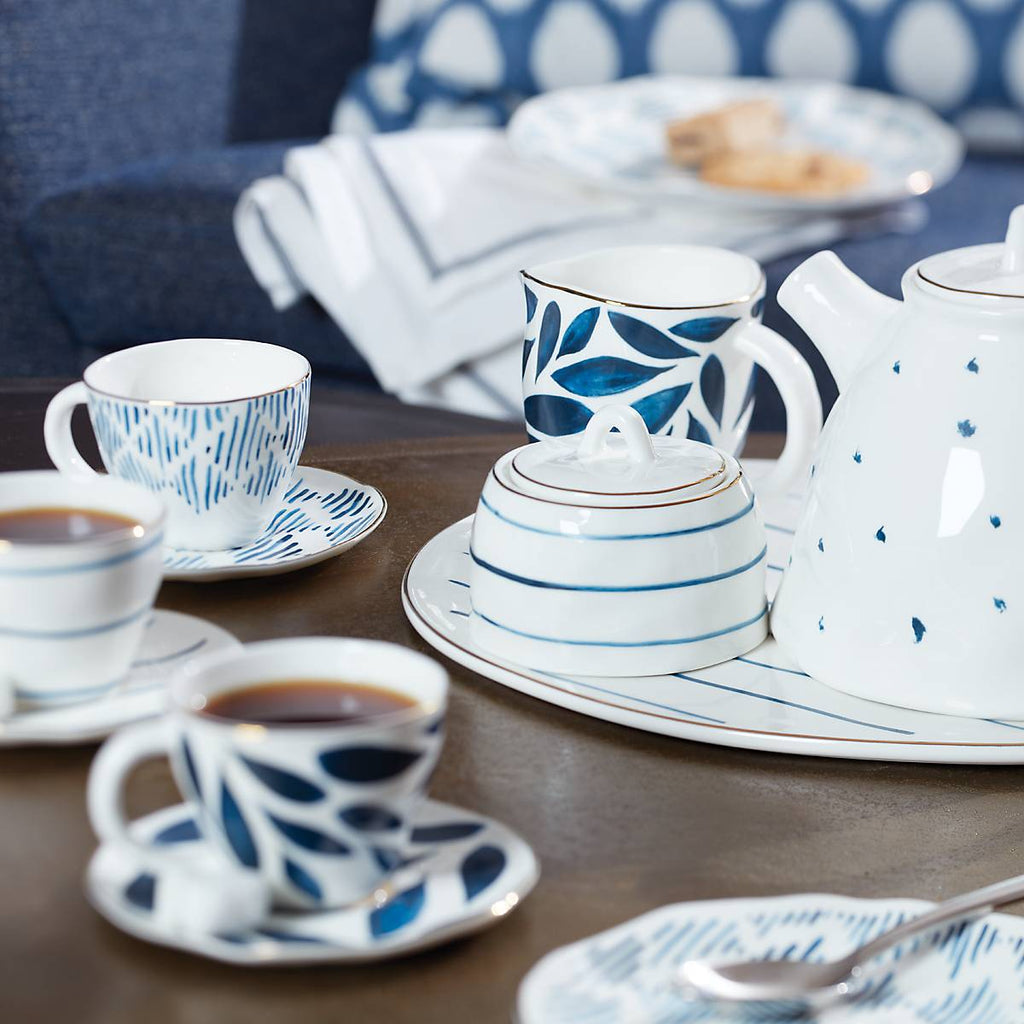 Thekbunny Blue Bay 8-Piece Espresso Cup & Saucer Set