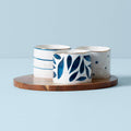 Thekbunny Blue Bay Snack Bowls - Set of 3 - With Wood Tray