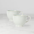 Thekbunny French Perle Groove Blue Latte Mugs - Set of 2