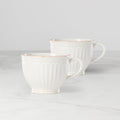 Thekbunny  French Perle Groove White Latte Mugs - Set of 2