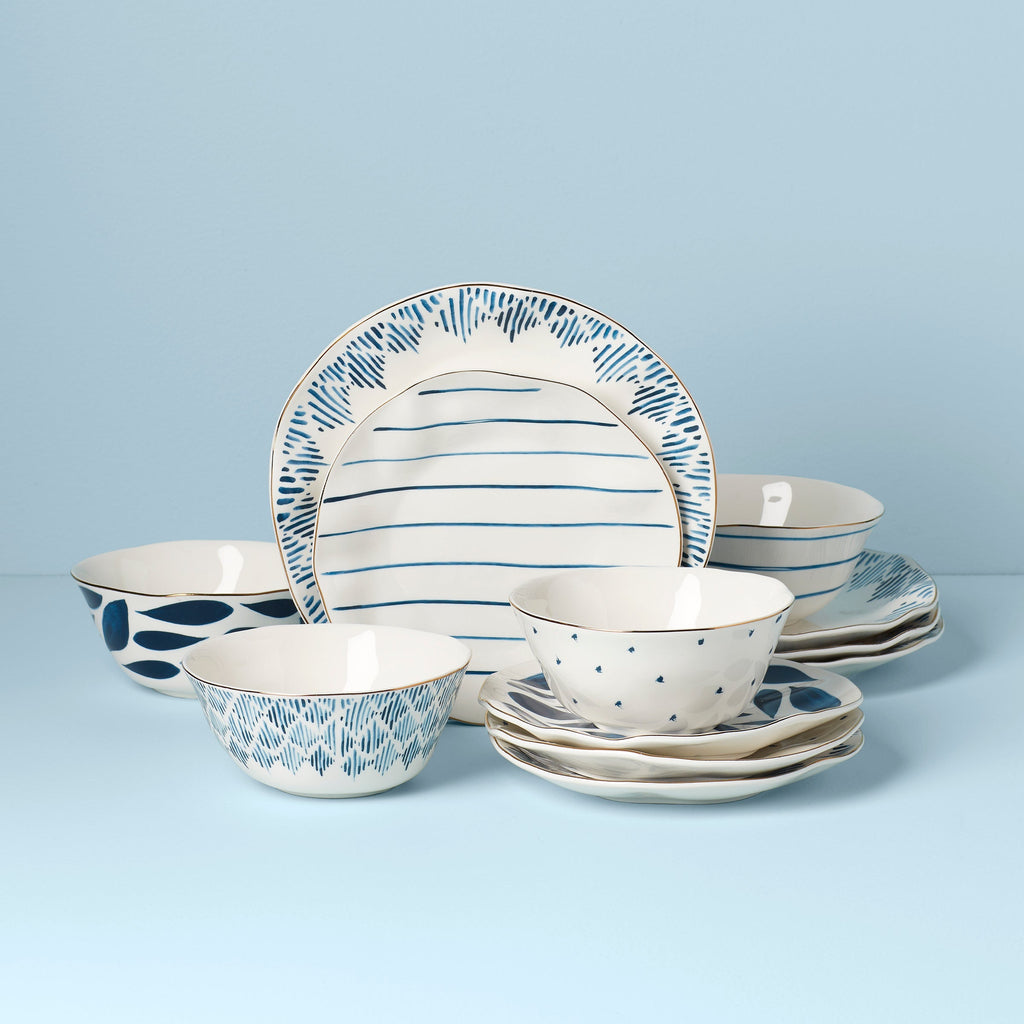 Thekbunny Blue Bay 12-Piece Dinnerware Set