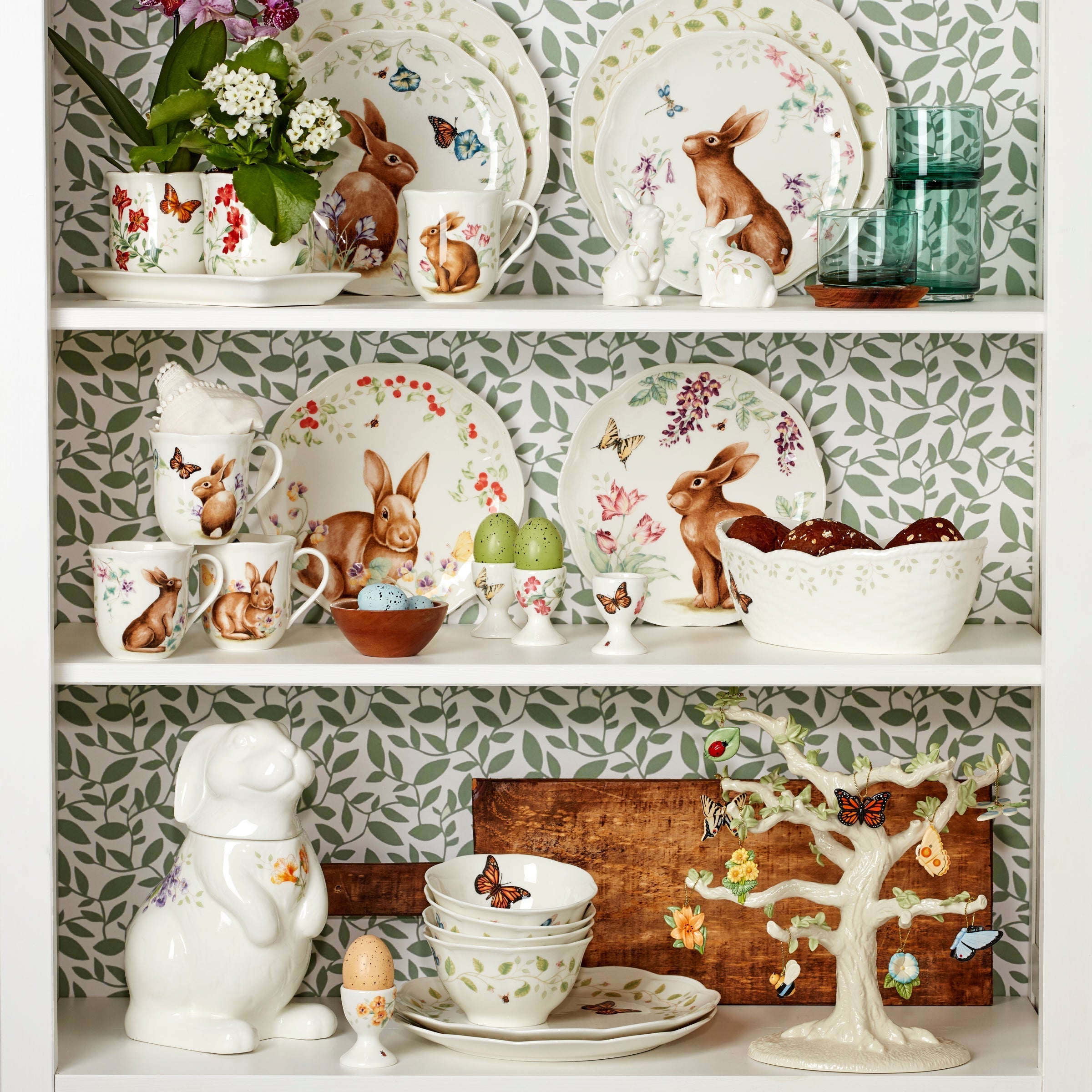 Thekbunny Butterfly Meadow 3-Piece Herb Pots & Tray Set