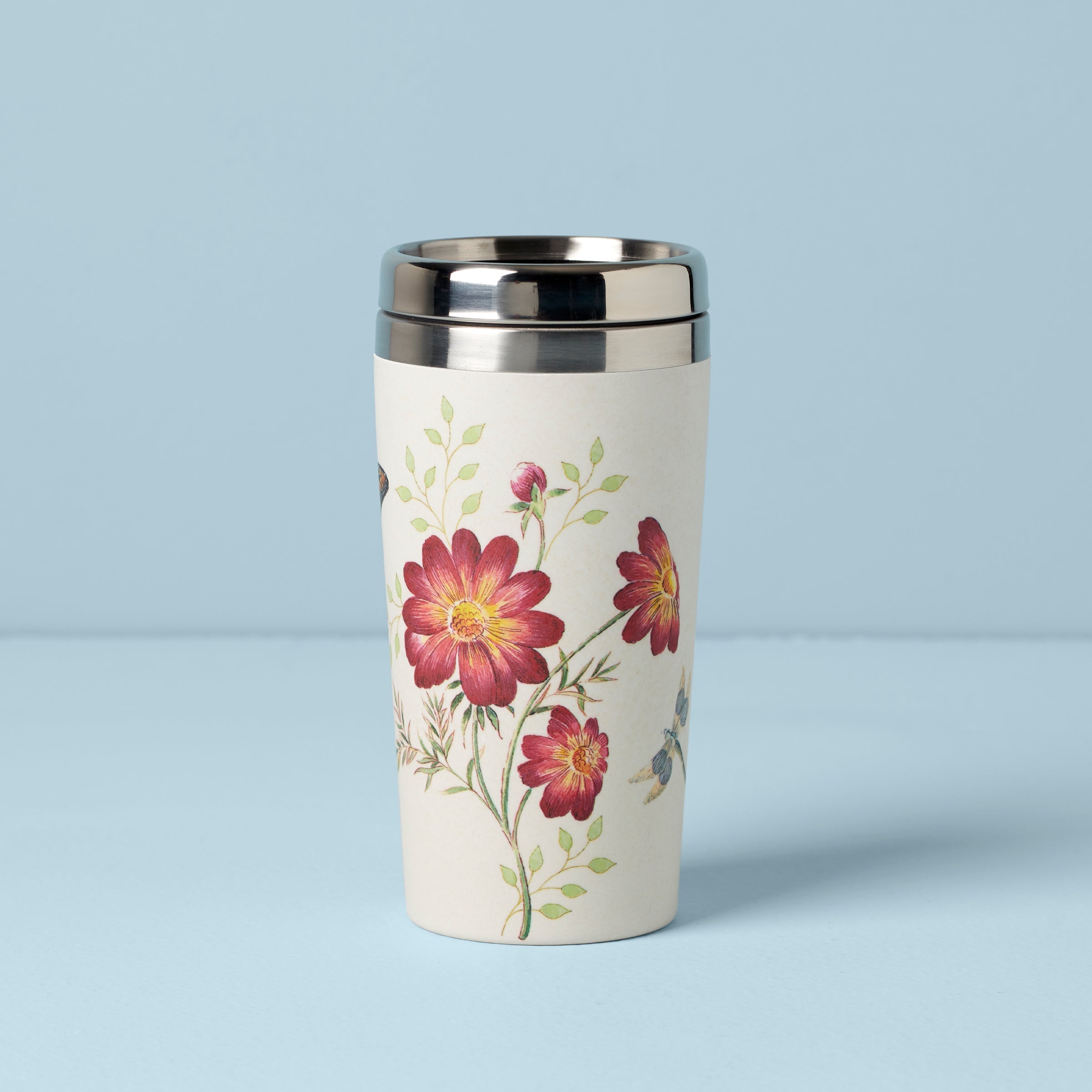 Thekbunny  Butterfly Meadow Bamboo Travel Mug