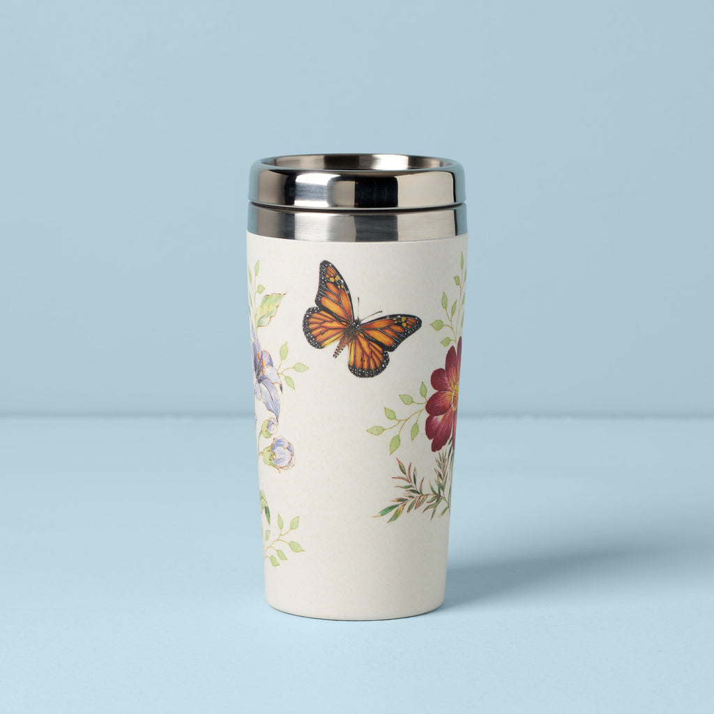 Thekbunny  Butterfly Meadow Bamboo Travel Mug