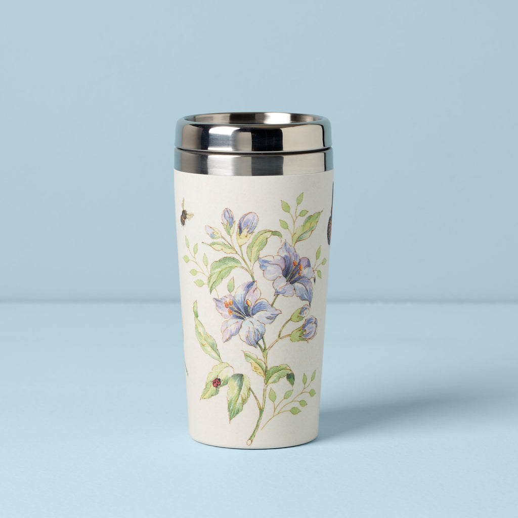 Thekbunny  Butterfly Meadow Bamboo Travel Mug