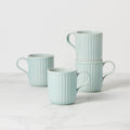 Thekbunny  French Perle Scallop Ice Blue Mugs - Set of 4