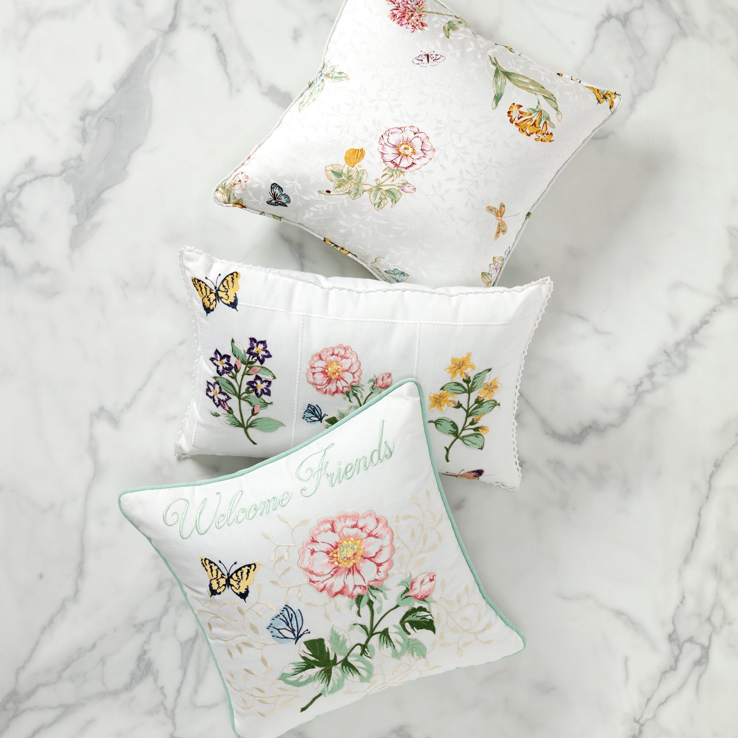 Thekbunny Butterfly Meadow Welcome Friends Pillow 18X18