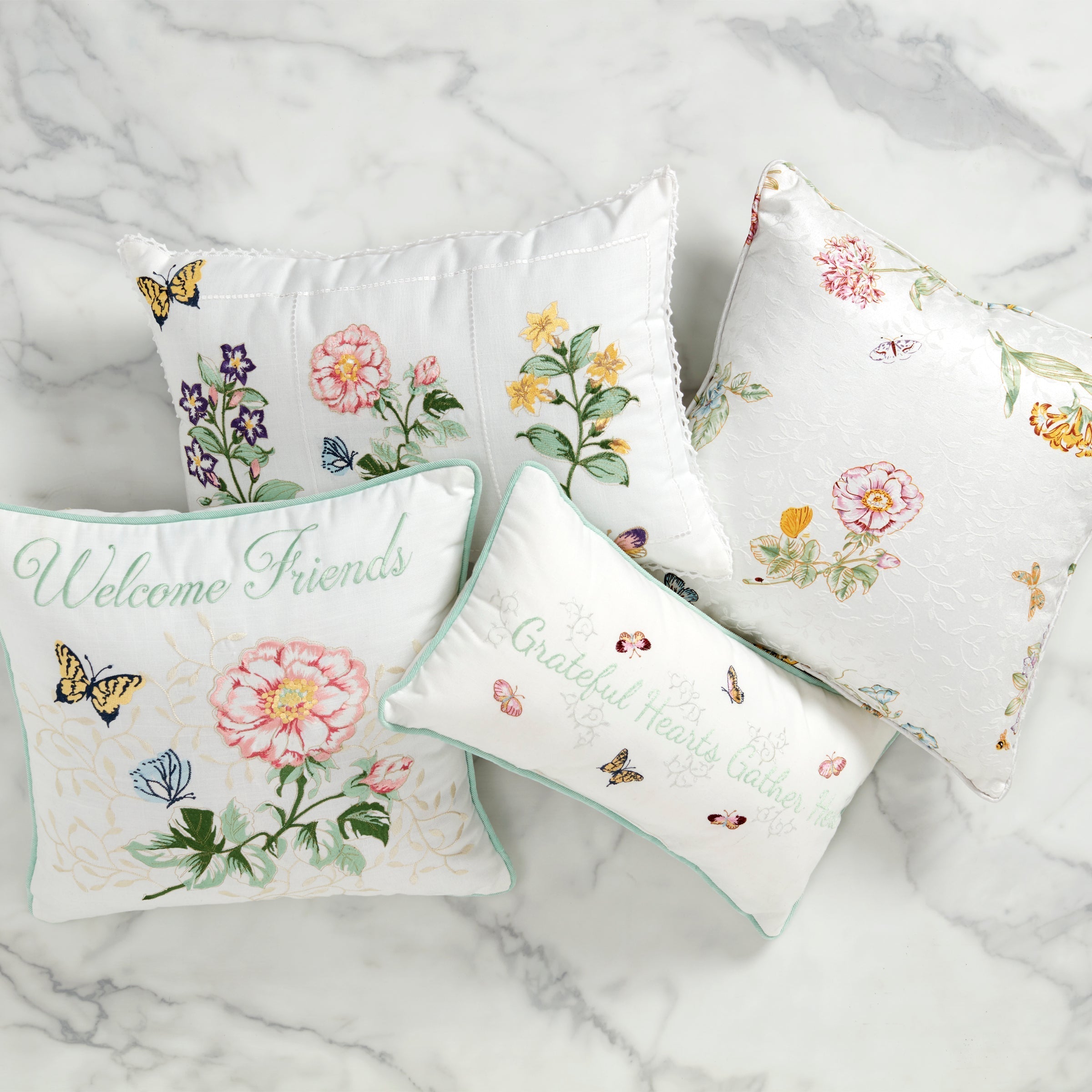 Thekbunny Butterfly Meadow Welcome Friends Pillow 18X18