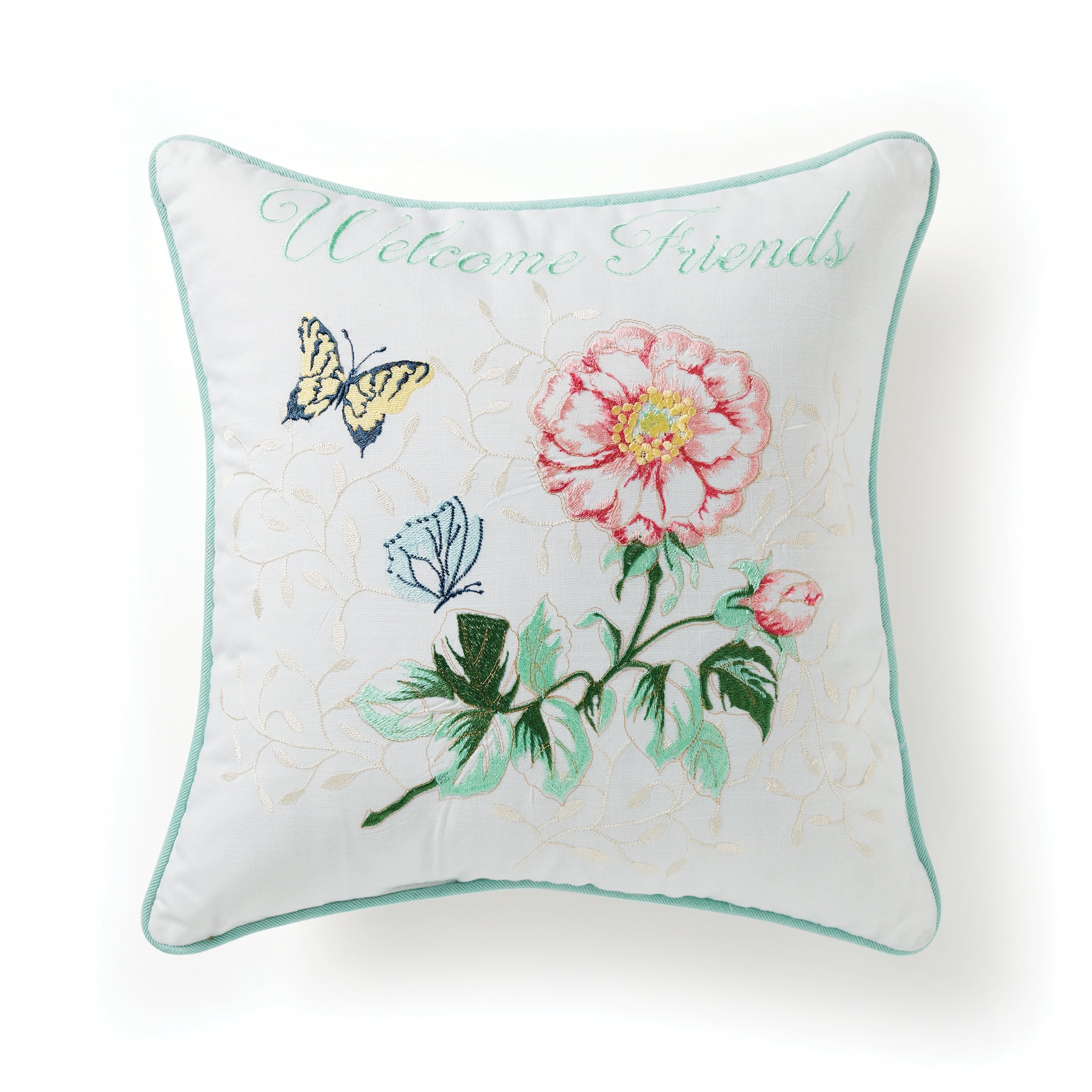 Thekbunny Butterfly Meadow Welcome Friends Pillow 18X18