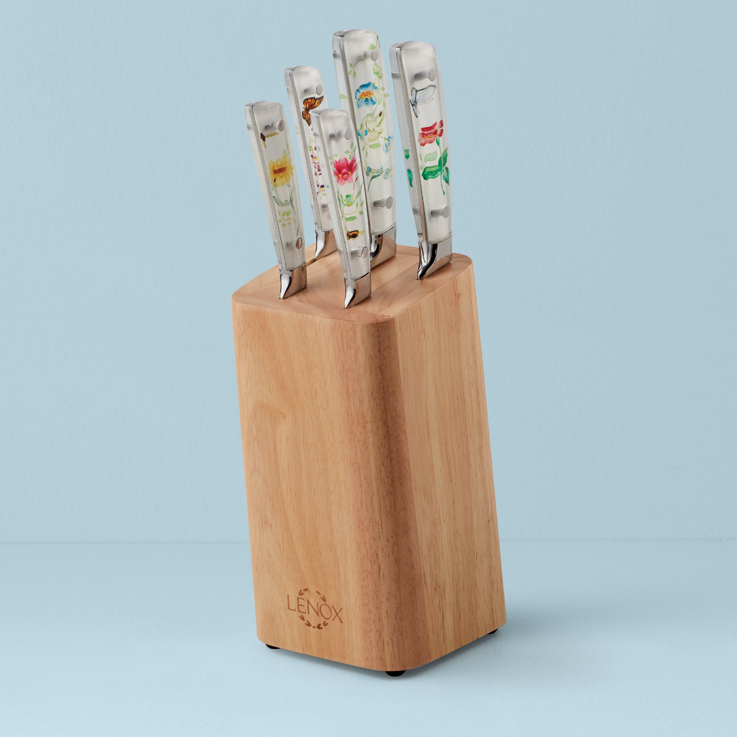Thekbunny Butterfly Meadow 6 Piece Cutlery Block Set