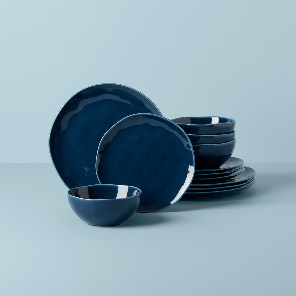 Thekbunny Bay Colors Blue 12-Piece Dinnerware Set