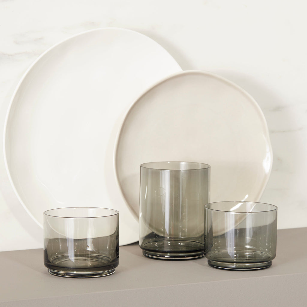Thekbunny Bay Colors Grey 12-Piece Dinnerware Set