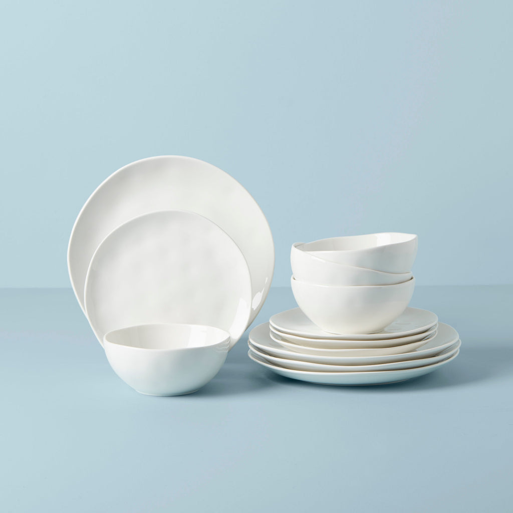Thekbunny Bay Colors 12-Piece Dinnerware Set, White