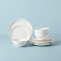 Thekbunny Bay Colors 12-Piece Dinnerware Set, White
