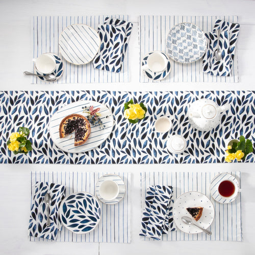 Thekbunny Blue Bay Leaf Dinner Napkin - Set Of 2