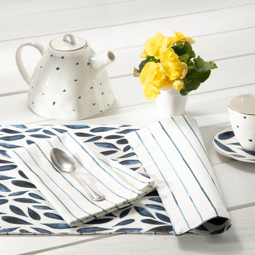 Thekbunny Blue Bay Leaf/Stripe Reversible Placemat