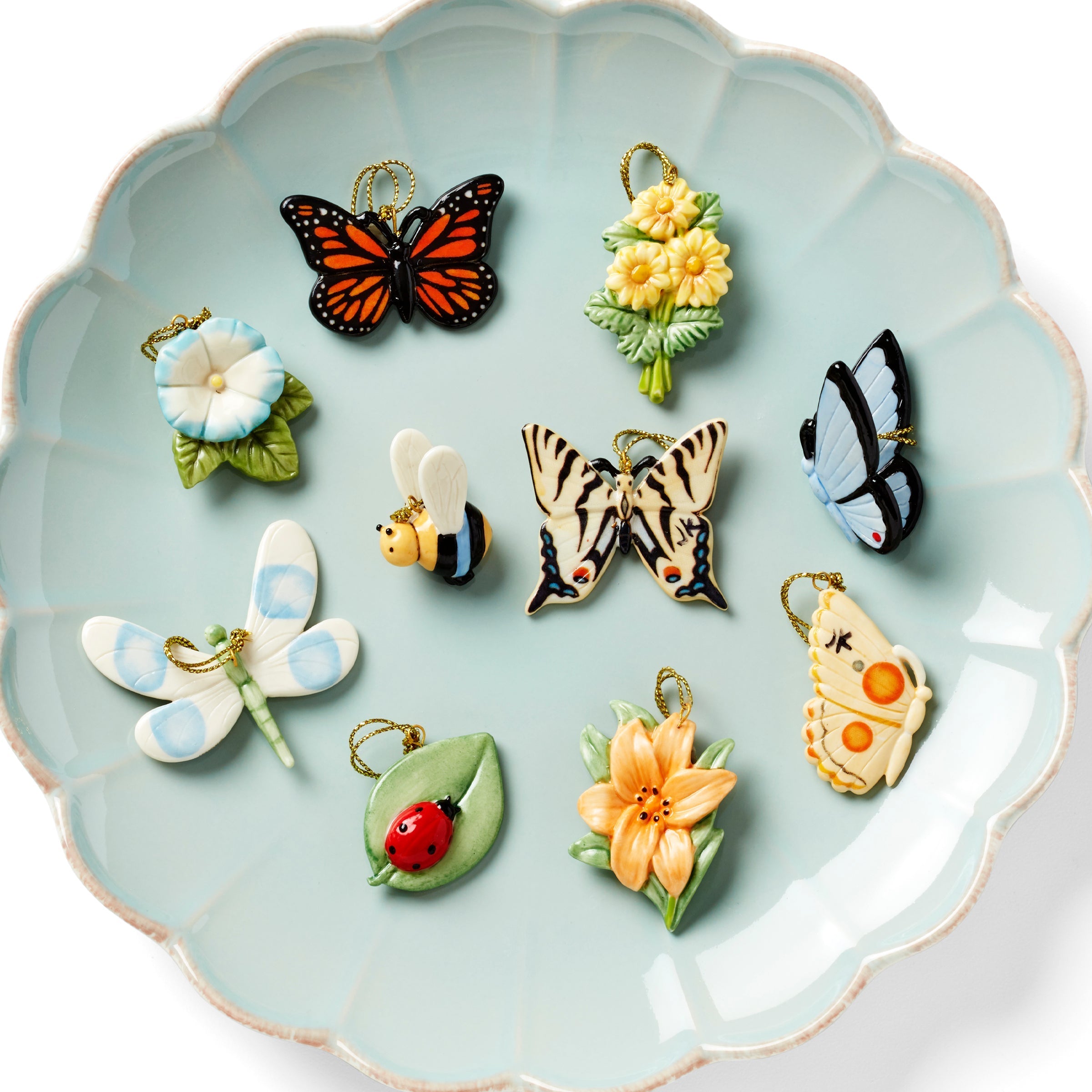 Thekbunny Butterfly Meadow 10-Piece Mini Ornament Set