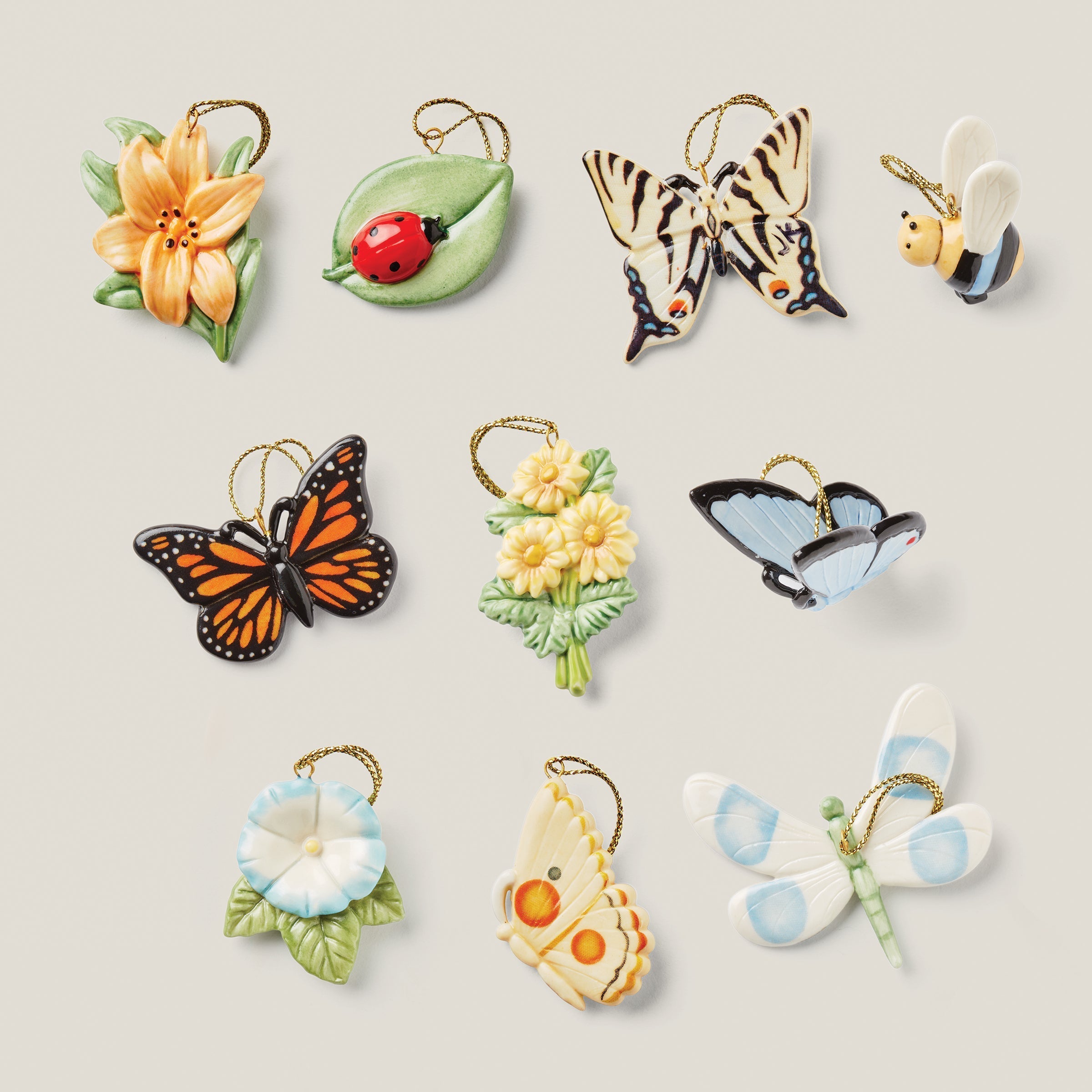 Thekbunny Butterfly Meadow 10-Piece Mini Ornament Set