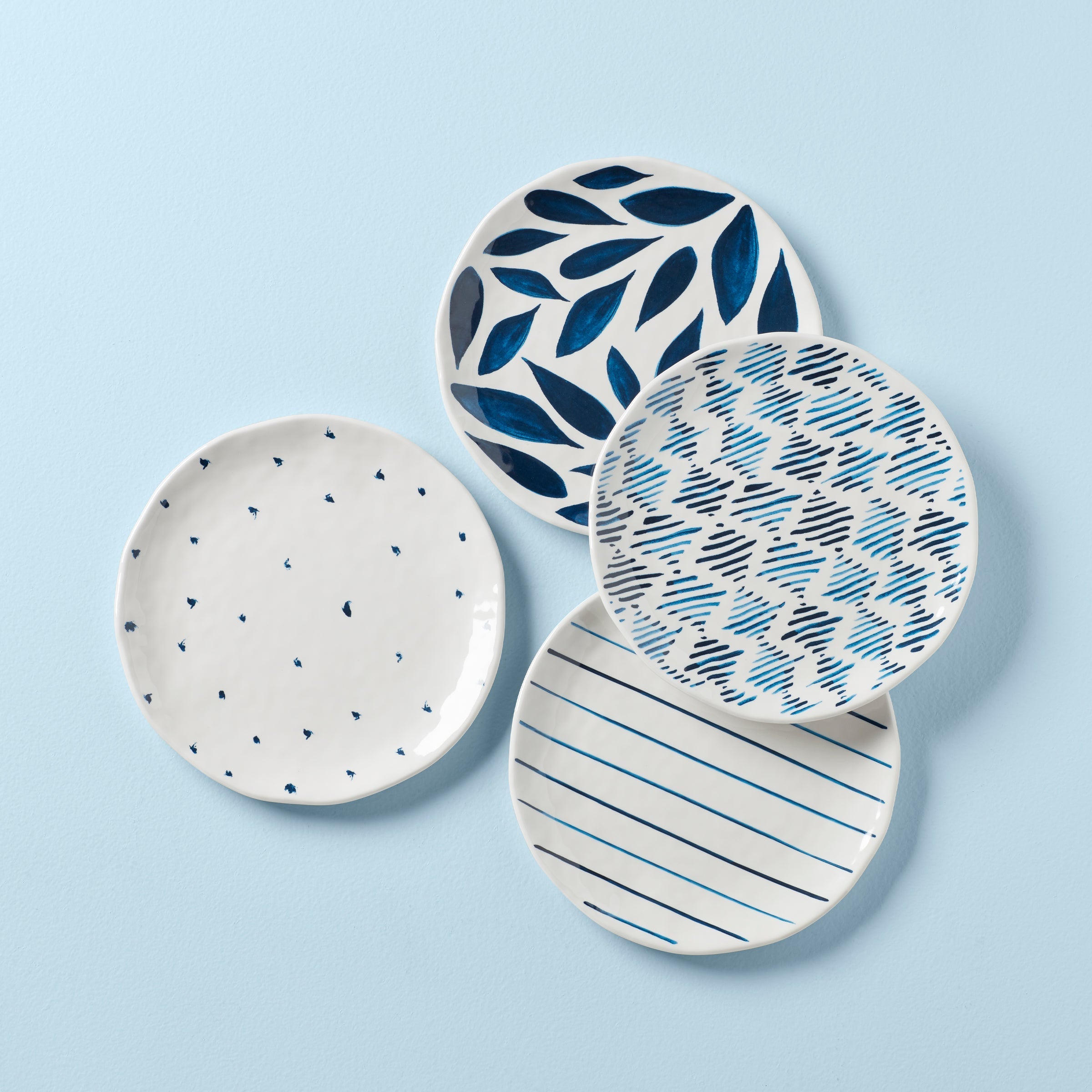Thekbunny Blue Bay Melamine Assorted Accent Plates - Set of 4