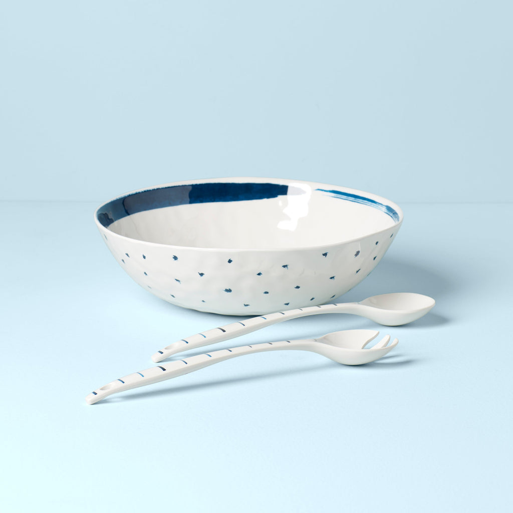 Thekbunny Blue Bay Melamine Salad Bowl With Servers