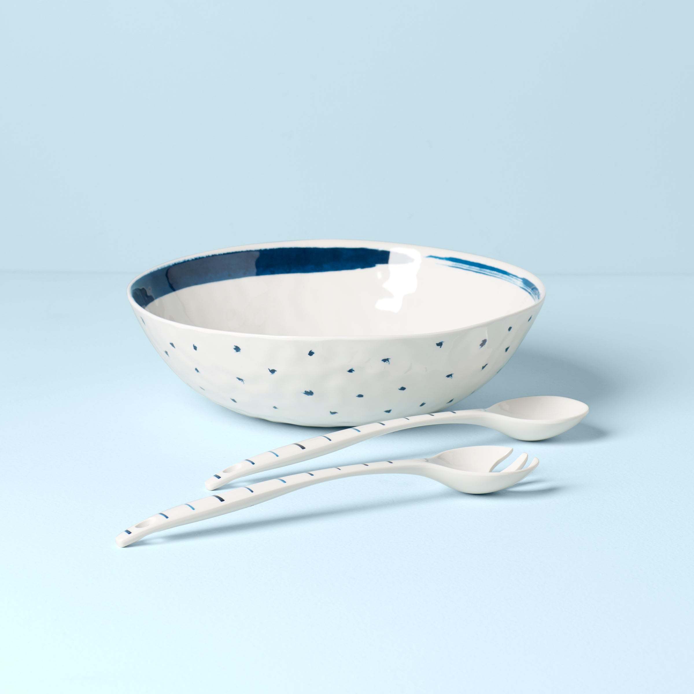 Thekbunny Blue Bay Melamine Salad Bowl With Servers