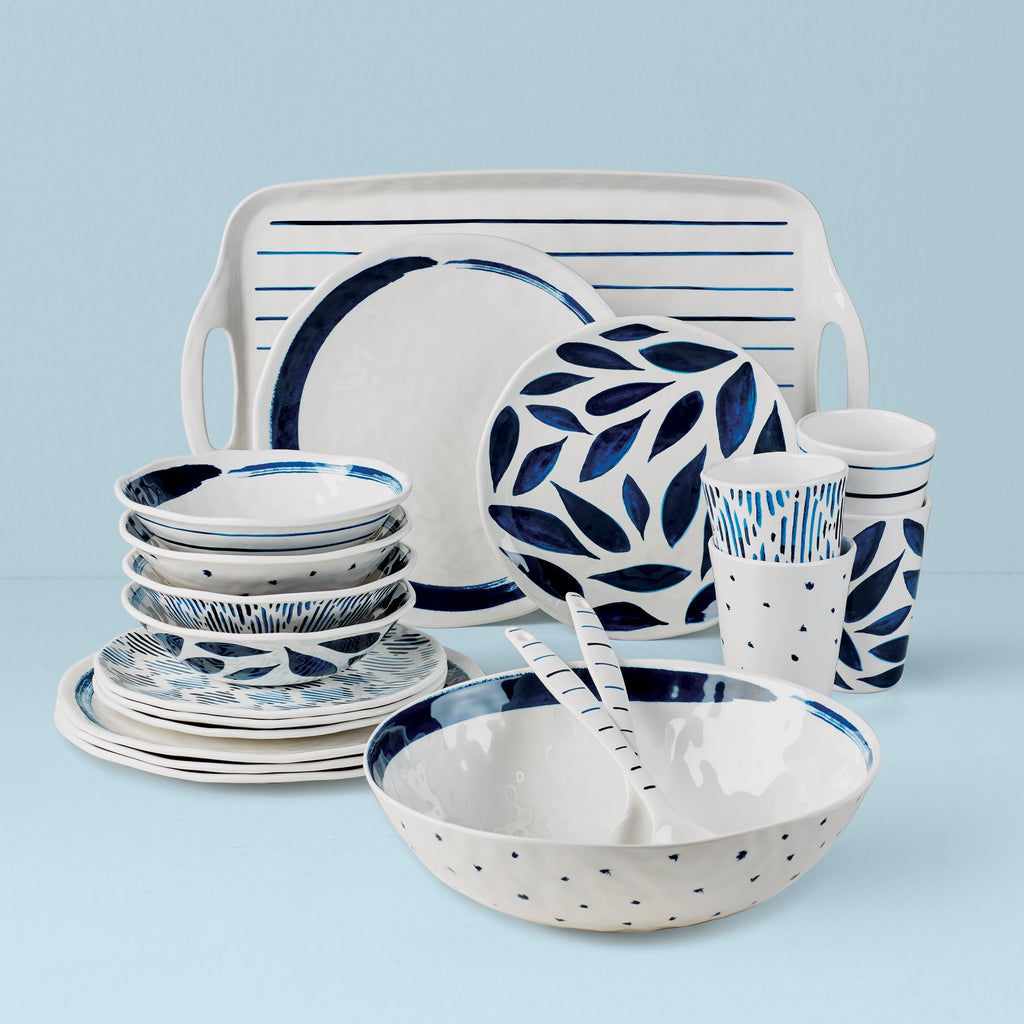 Thekbunny Blue Bay Melamine 20-Piece Dinnerware Set