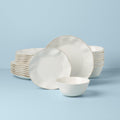 Thekbunny Blue Bay White 24-Piece Dinnerware Set
