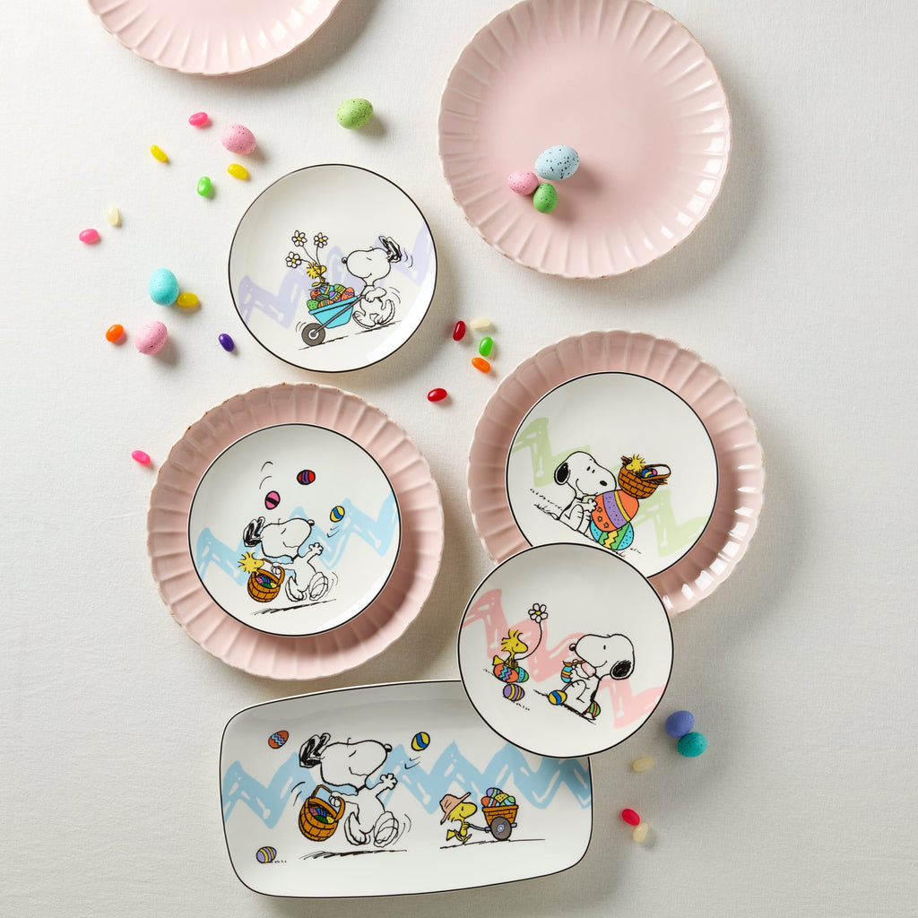 Thekbunny French Perle Scallop Blush 12-Piece Dinnerware Set
